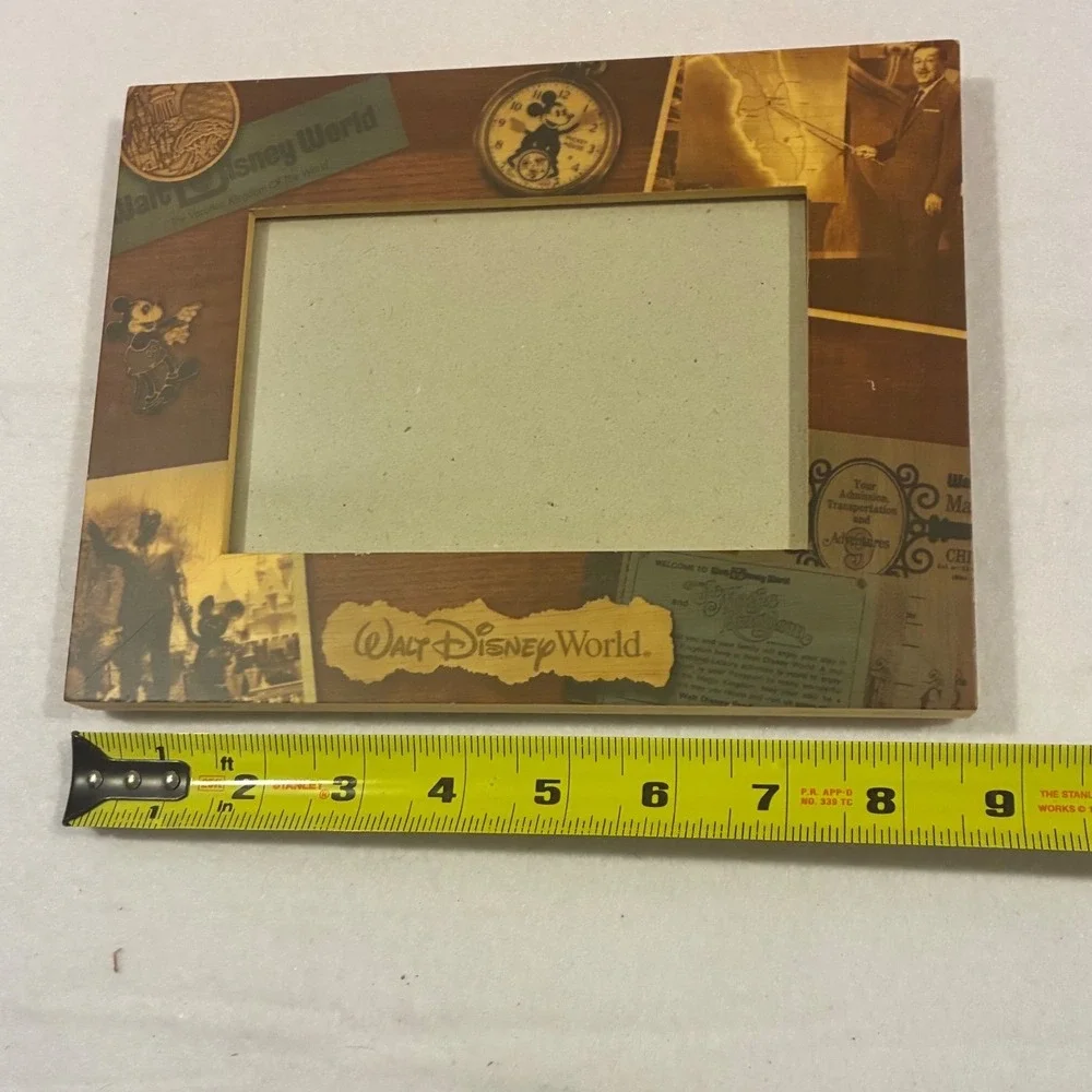 Walt Disney World Vintage Collage Wood Picture Frame 4x6 Mickey Mouse Park Map